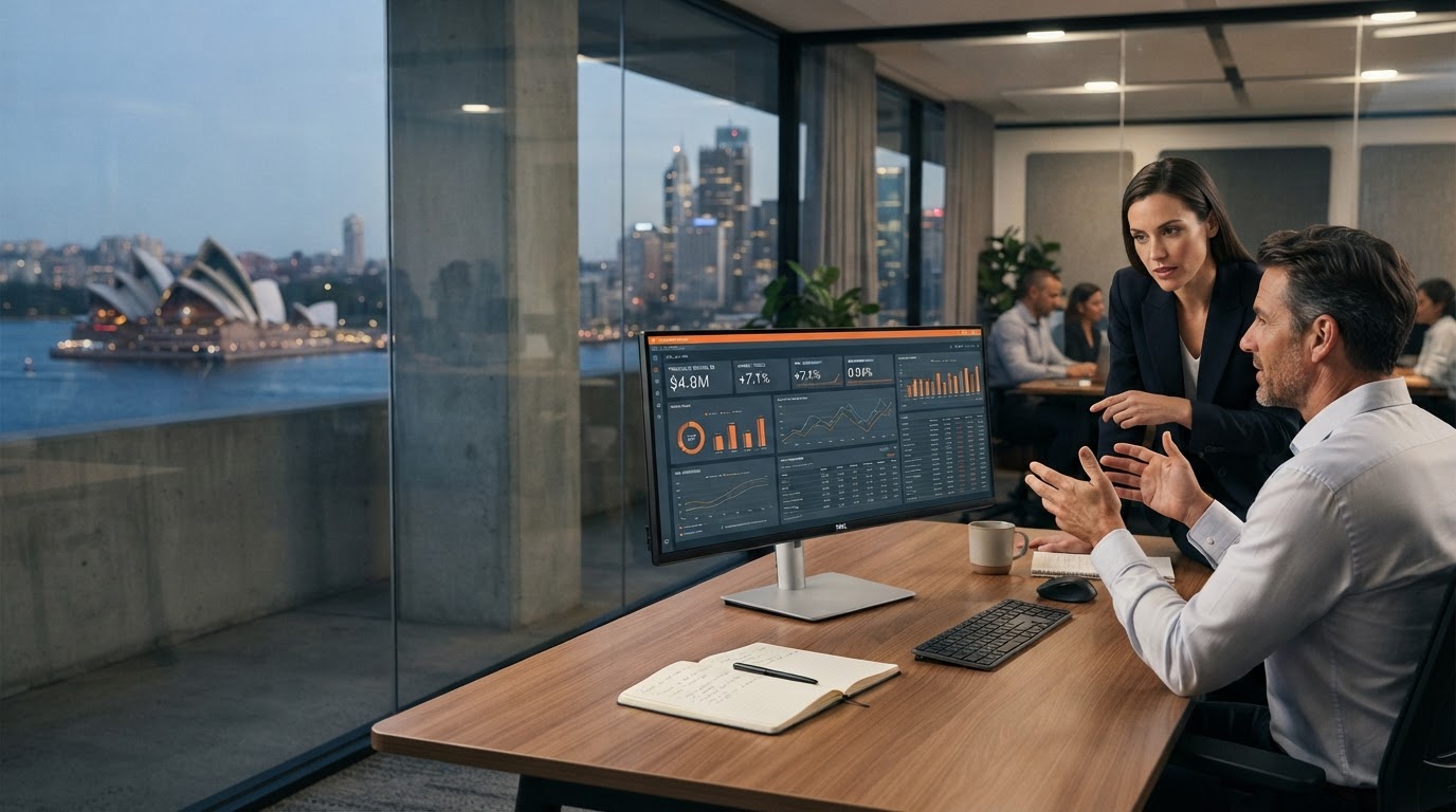 Gewinode Raven predictive analytics dashboard displayed over a market data backdrop